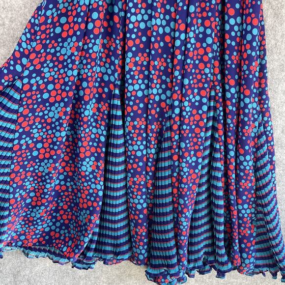 Vintage 80s Susan Freis Dress Womens Large Polka Dot Ruffle Smocked Pleated USA - Picture 4 of 16